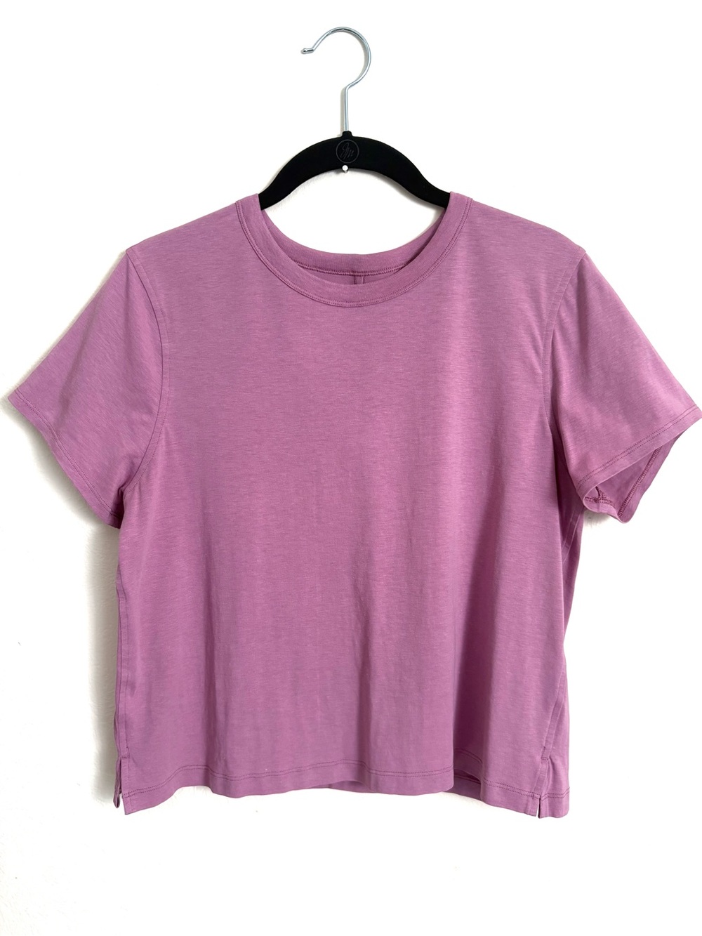 Lululemon Athletica Classic Crewneck Slight Crop Rose Fitness Run Cycling Sz S-M